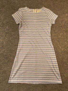 Sail to Sable Striped Dress Light Blue/White XS